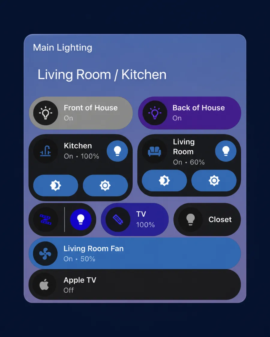 Custom smart-home lighting dashboard designed and used by Steve
